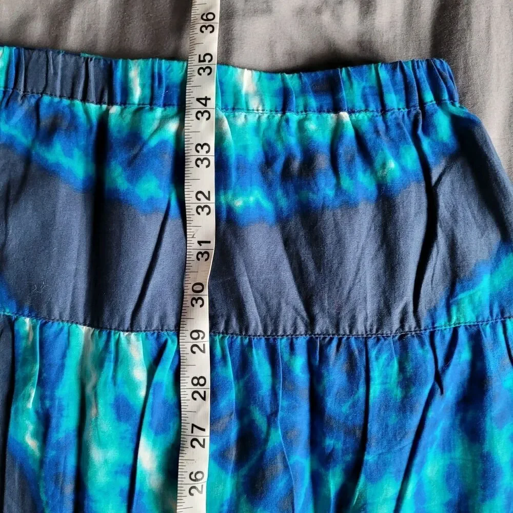 Jones New York Sport Tiered Tie Dye Print Maxi Cotton Skirt Size Small Coastal